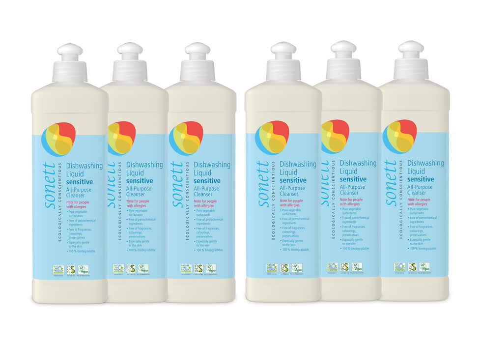 Sonett Organic Dishwashing Liquid/All-Purpose Cleanser Sensitive (17 fl.oz/0.5 ( Pack of 1) (Pack of 2) Pack of 6 )
