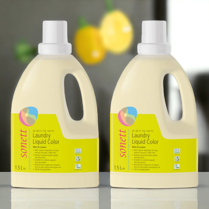 Sonett Organic Laundry Liquid Color Mint & Lemon (53 fl. oz/1.5 L) ( Pack of 1 ) ( Pack of 2 ) ( Pack of 6 )