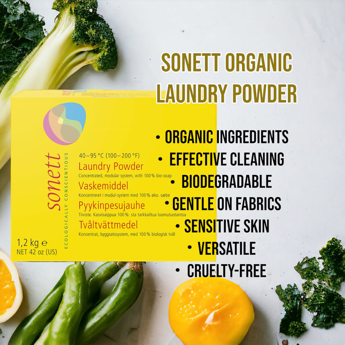 Sonett Organic Laundry Powder (42 oz/1.2kg) ( Pack of 1 ) ( Pack of 2 ) ( Pack of 4 )