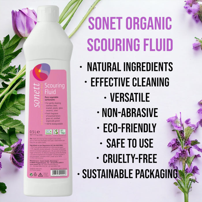 Sonet Organic Scouring Fluid (17 fl.oz/500ml) ( Pack of 1 ) ( Pack of 2 ) ( Pack of 6 )