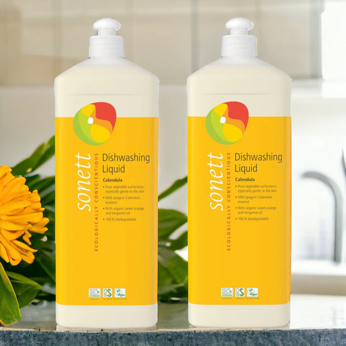 Sonett Organic Dishwashing Liquid Calendula (34 fl.oz/1L) ( Pack of 1 ) ( Pack of 2 ) ( Pack of 6 )