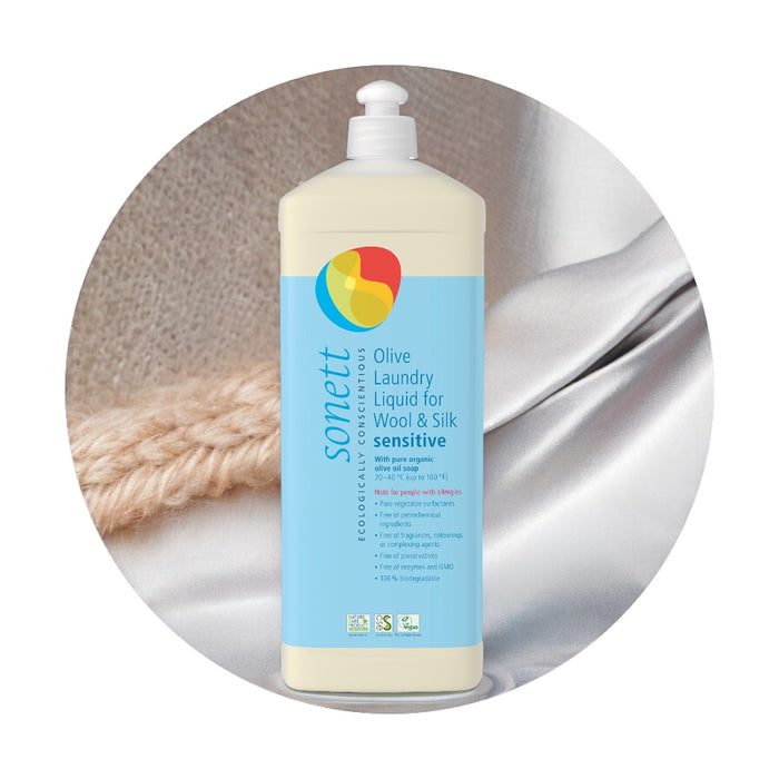 Sonett Organic Olive Laundry Liquid for Wool and Silk Sensitive ( 35fl.oz 1L) ( Pack of 1 ) ( Pack of 2 ) ( Pack of 6 )