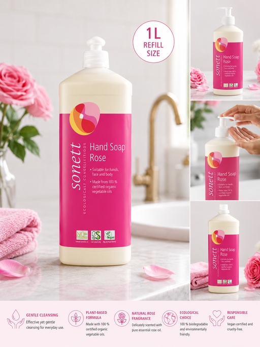 Rose Hand Soap Naturally Gentle Hand & Body Care with Organic Rose Essence