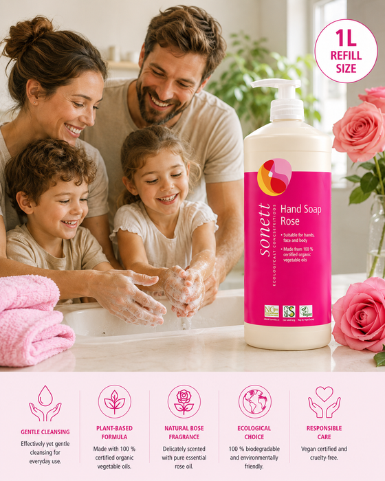 Rose Hand Soap Naturally Gentle Hand & Body Care with Organic Rose Essence