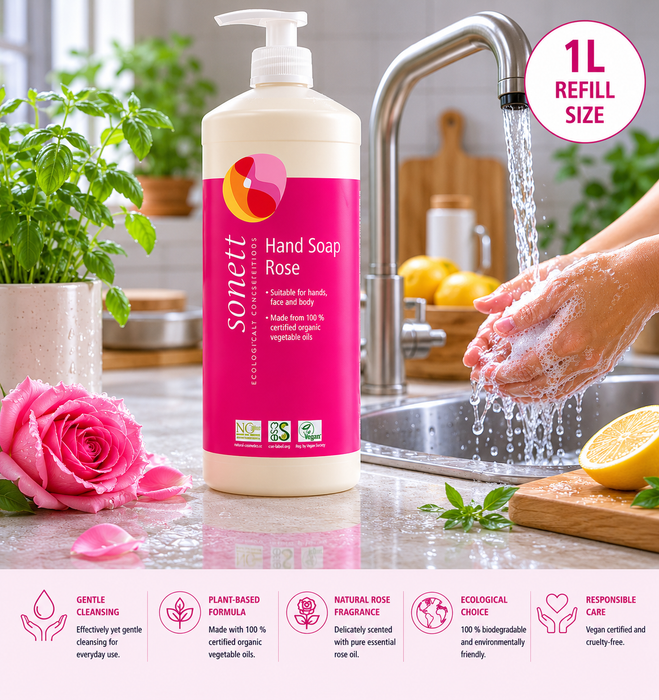 Rose Hand Soap Naturally Gentle Hand & Body Care with Organic Rose Essence