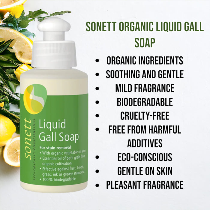 Sonett Organic Liquid Gall Soap (4.2 fl oz/120ml) ( Pack of 1 ) ( Pack of 2 ) ( Pack of 6 )