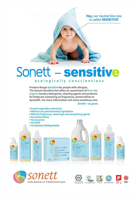 Sonett Organic Laundry Liquid Sensitive (68 fl.oz/2L) ( Pack of 1 ) ( Pack of 2 ) ( Pack of 6 )