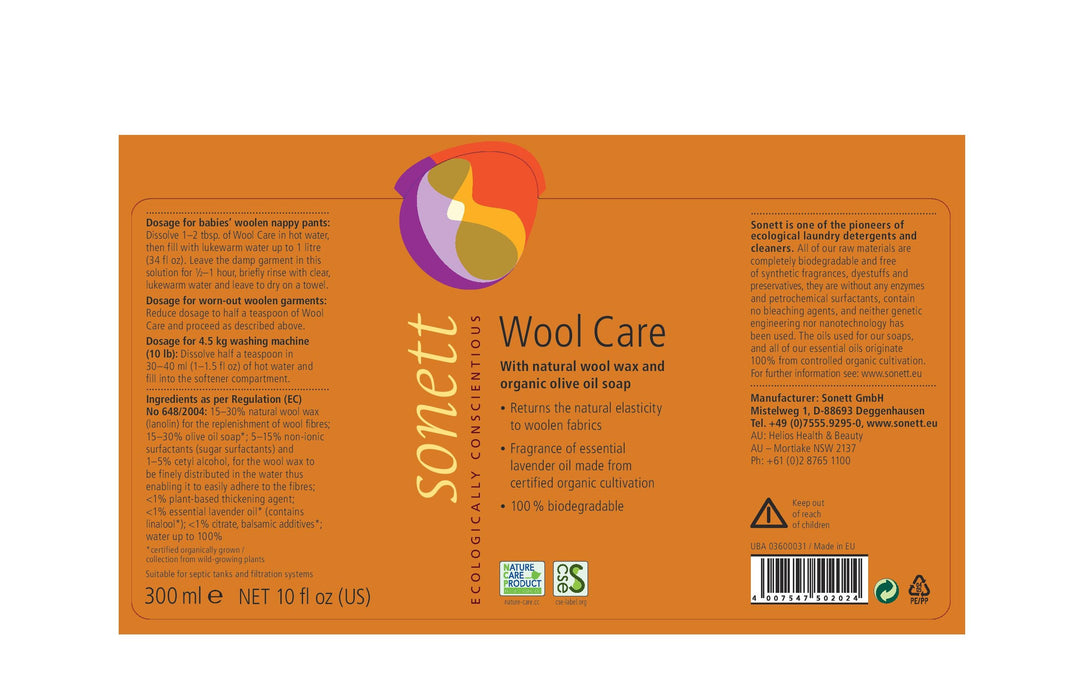 Sonett Organic Wool Care (10 fl.oz/300ml) ( Pack of 1 ) ( Pack of 2 ) ( Pack of 6 )