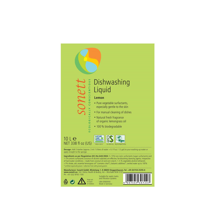 Sonett Organic Dishwashing Liquid Lemon (2.6 gal/ 10L)