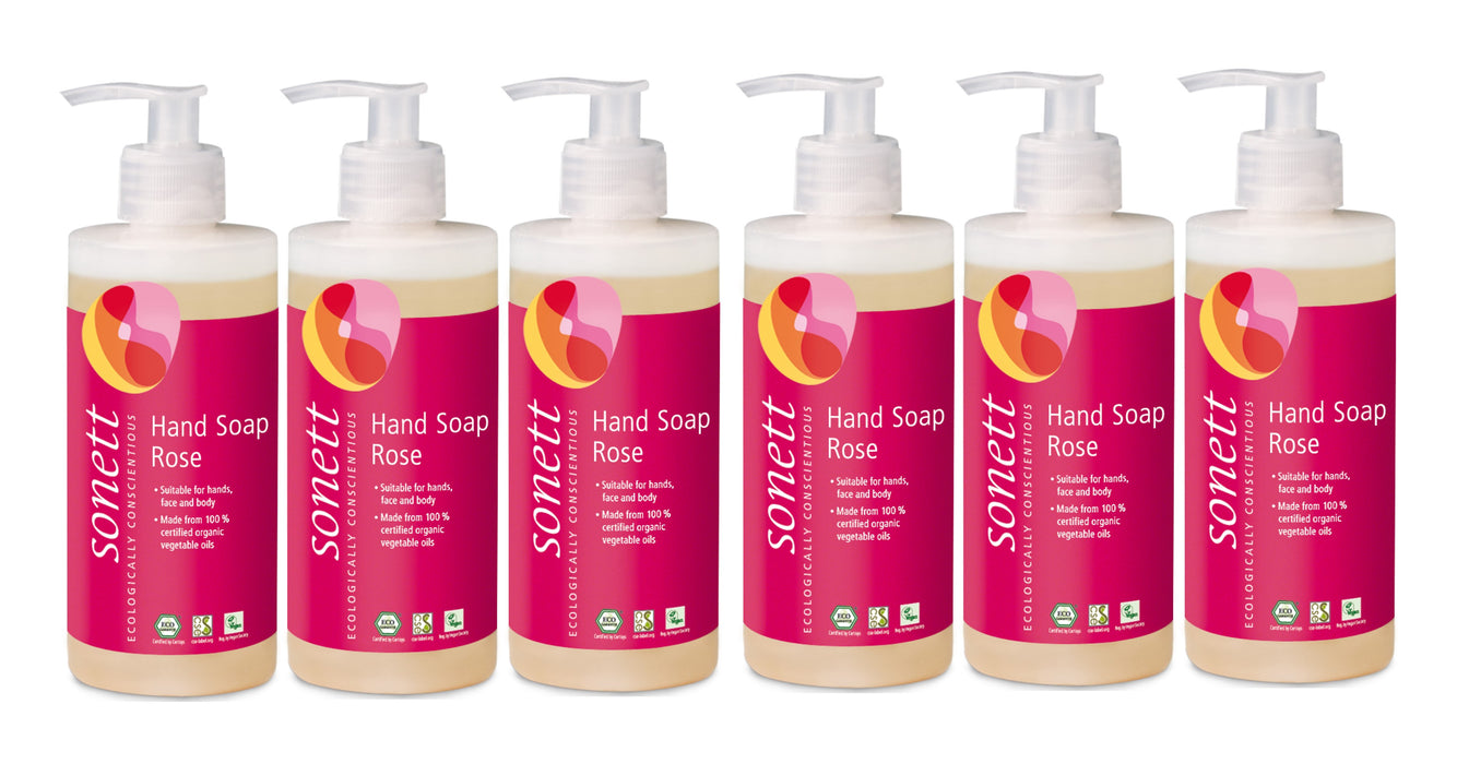 Sonett Organic Hand Soap Rose (10 fl.oz/300 ml) ( Pack of 1 ) ( Pack of 2 ) ( Pack of 6 )