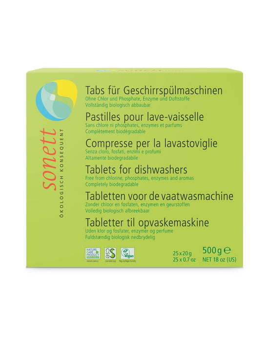 Sonett Organic Dishwasher Tablets (25 tablets x 0.67oz,18 fl.oz/ 500gr) ( Pack of 1 ) ( Pack of 2 ) ( Pack of 5 )