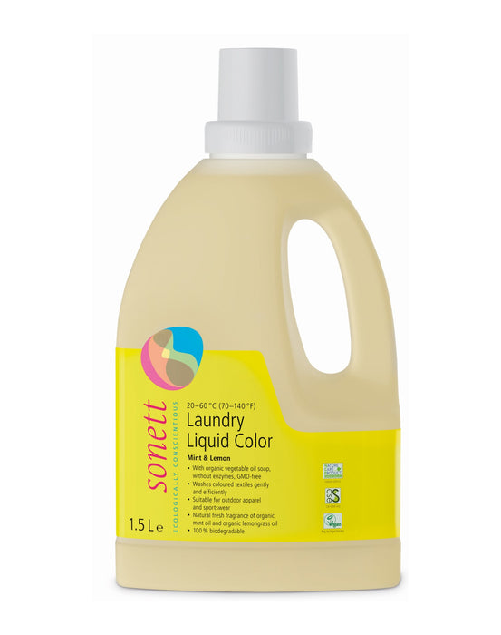 Sonett Organic Laundry Liquid Color Mint & Lemon (53 fl. oz/1.5 L) ( Pack of 1 ) ( Pack of 2 ) ( Pack of 6 )