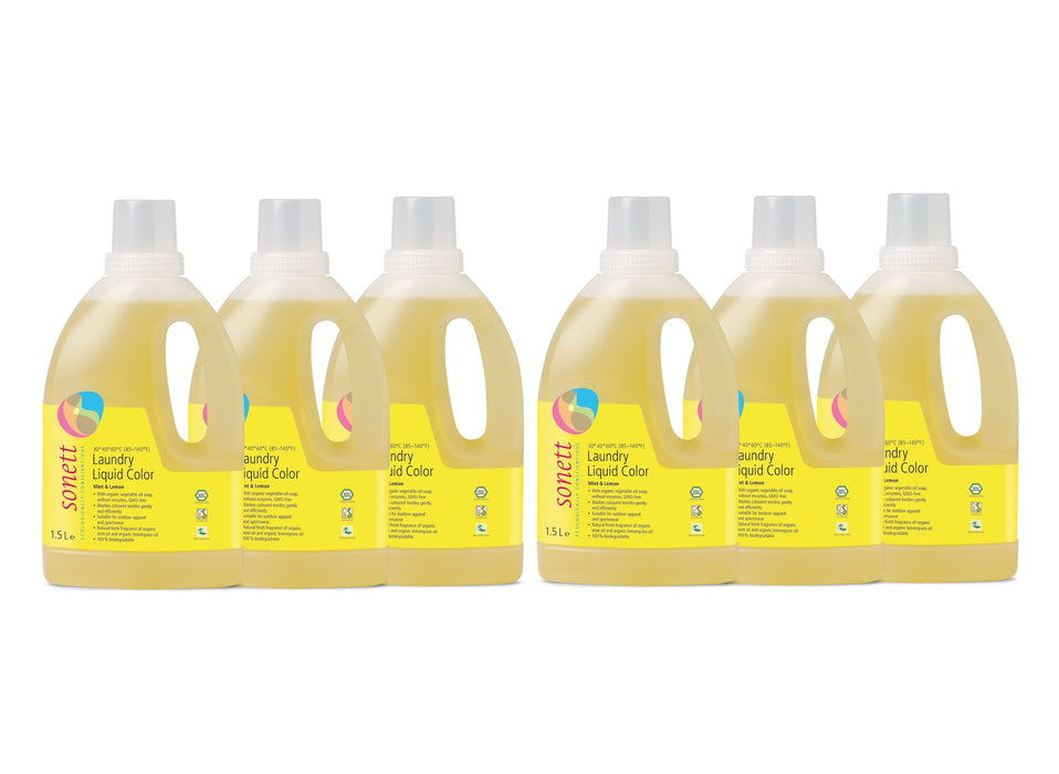 Sonett Organic Laundry Liquid Color Mint & Lemon (53 fl. oz/1.5 L) ( Pack of 1 ) ( Pack of 2 ) ( Pack of 6 )